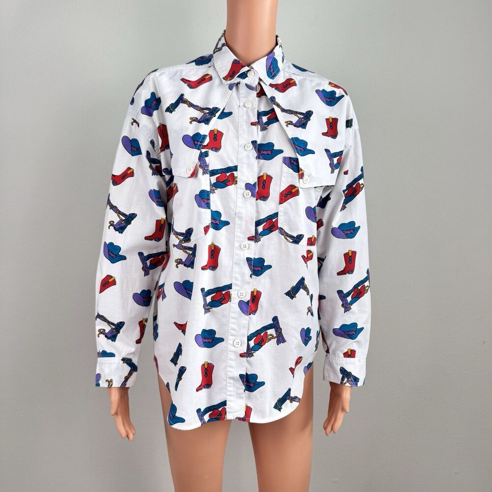 Southwest Canyon Western Novelty Print Button Up Shirt Oversized Vtg